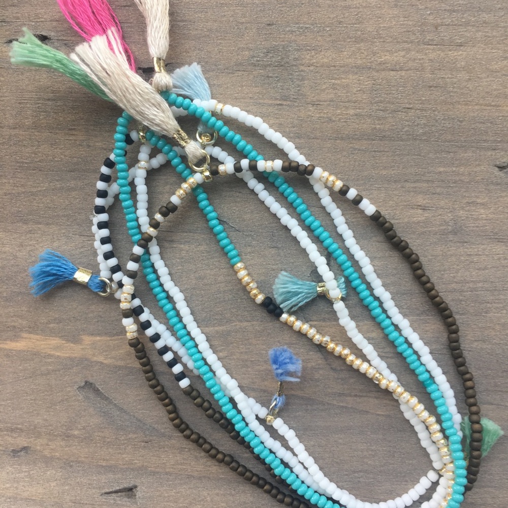Set of 5 tassel bracelets
